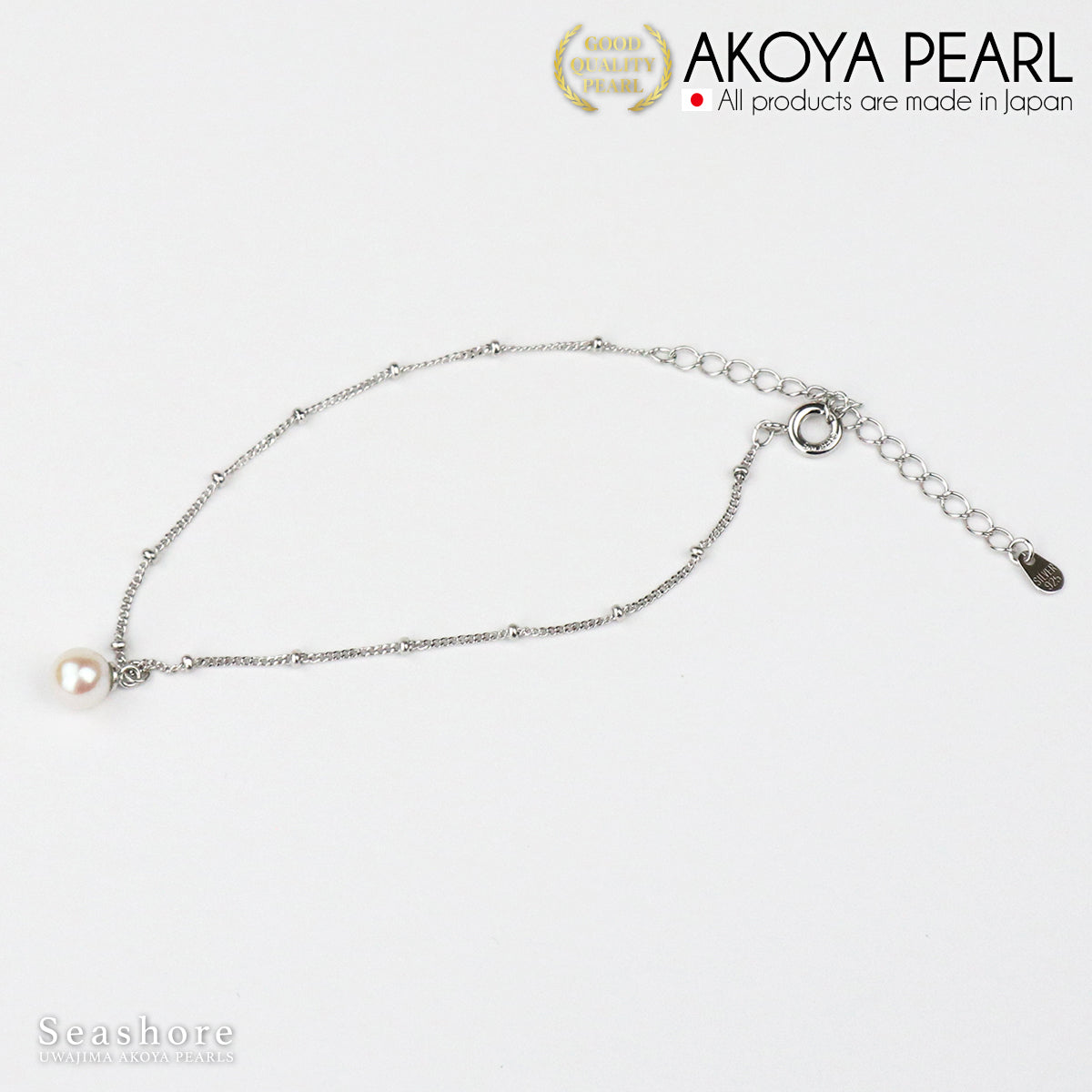珍珠站链 1 件手链白色 6.0-6.5 毫米 SV925 Akoya 珍珠悬垂 (3923)