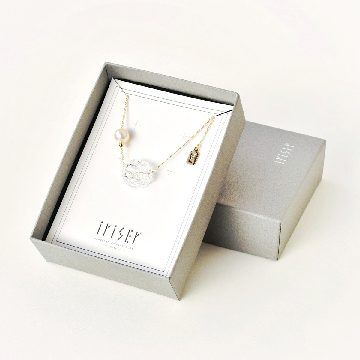 <Seashore × iriser -イリゼ- > オフショア ネックレス あこや真珠 8mmUP ホワイト ガラス コラボ商品