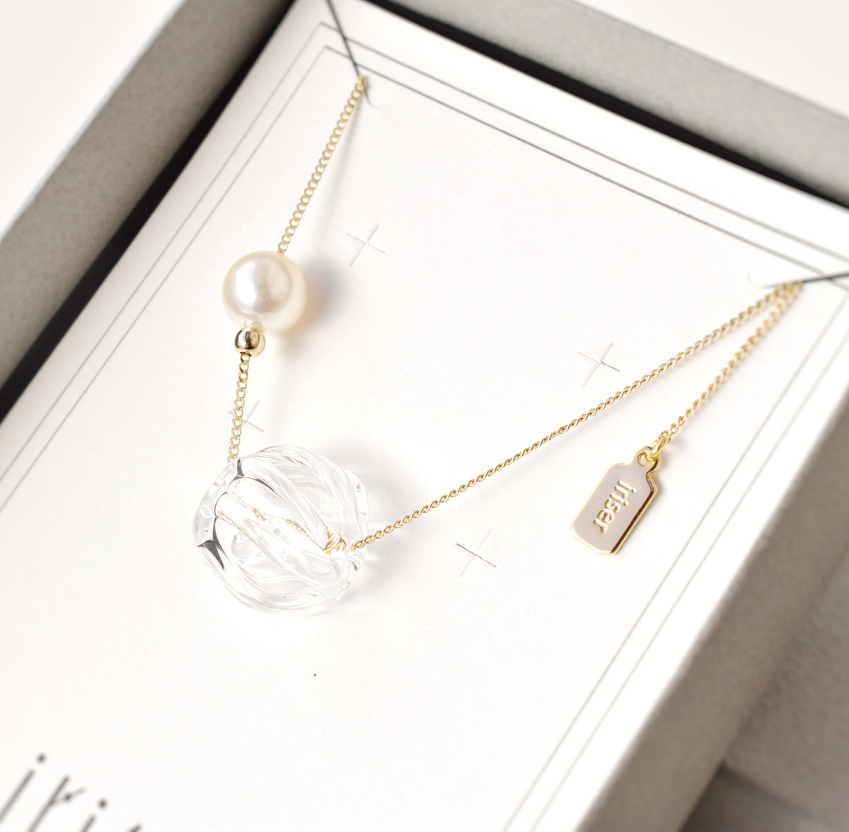 <Seashore × iriser -イリゼ- > オフショア ネックレス あこや真珠 8mmUP ホワイト ガラス コラボ商品