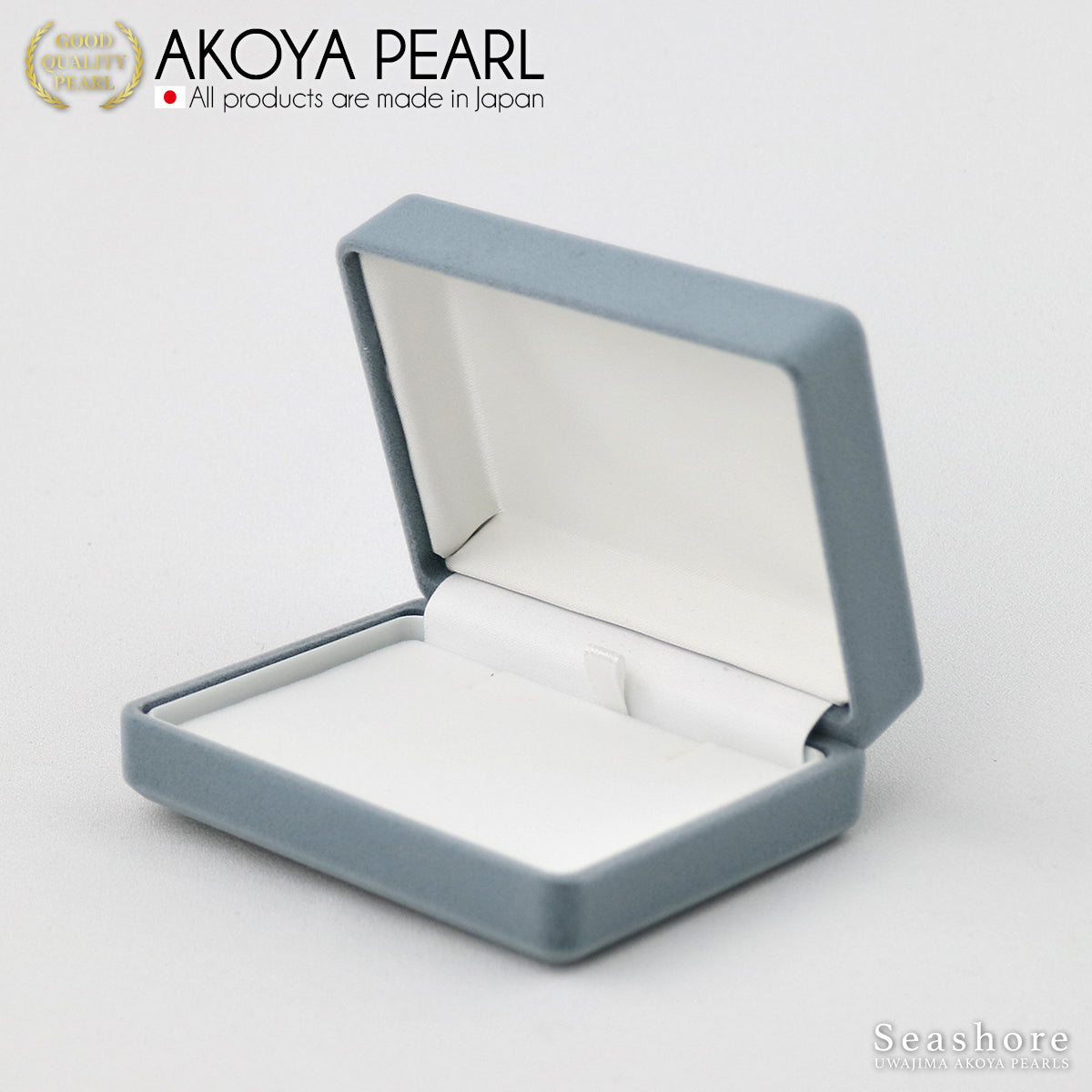 Akoya pearl solitaire necklace in blue and gray, 10K yellow gold and cobalt, with gray storage case (5171)