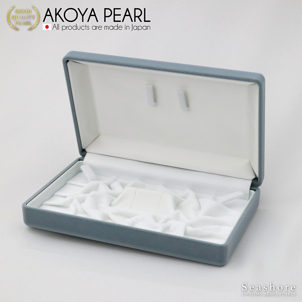 パール2点ケース ネックレス&イヤリング/ピアス コンパクト グレーケース ベロア調生地 (1.0.745.778)