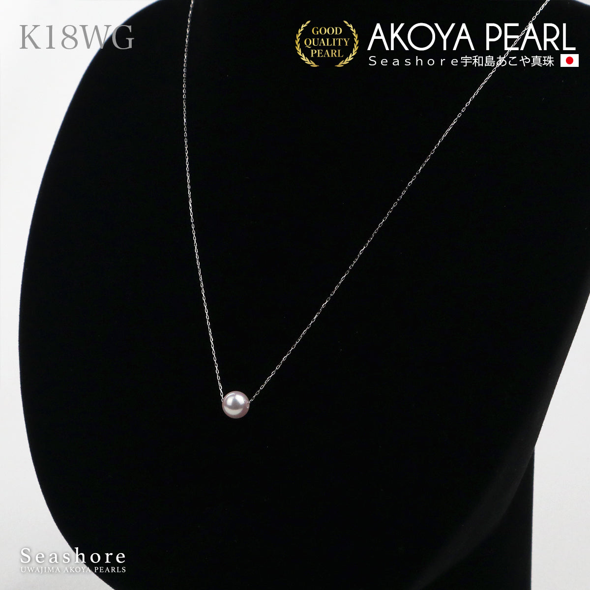 アコヤ真珠 一粒 ネックレス レディース ホワイト 6.0-6.5mm K18YG/K18WG Φ0.17mm 厚紙製ケース付