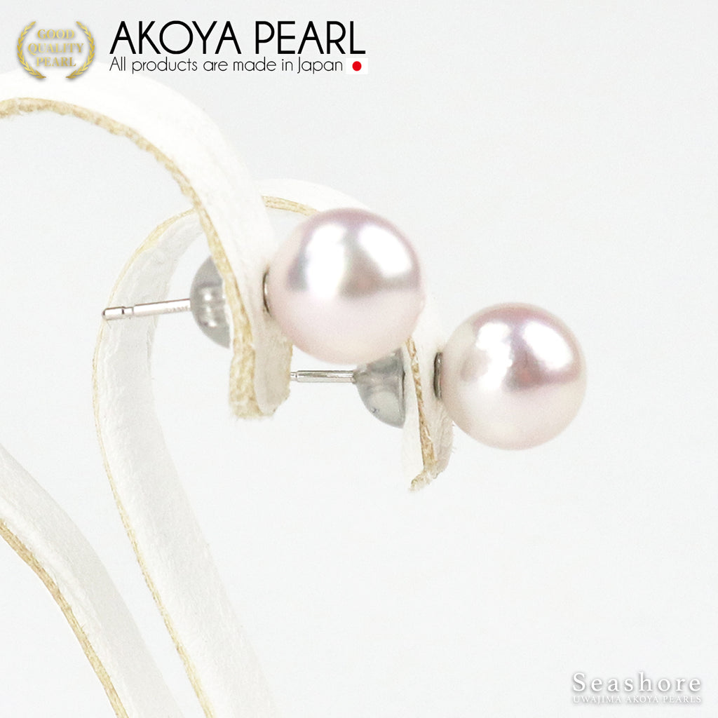 パール ピアス スタッドタイプ ホワイト 【8.0-8.5mm】 K18G K14WG 