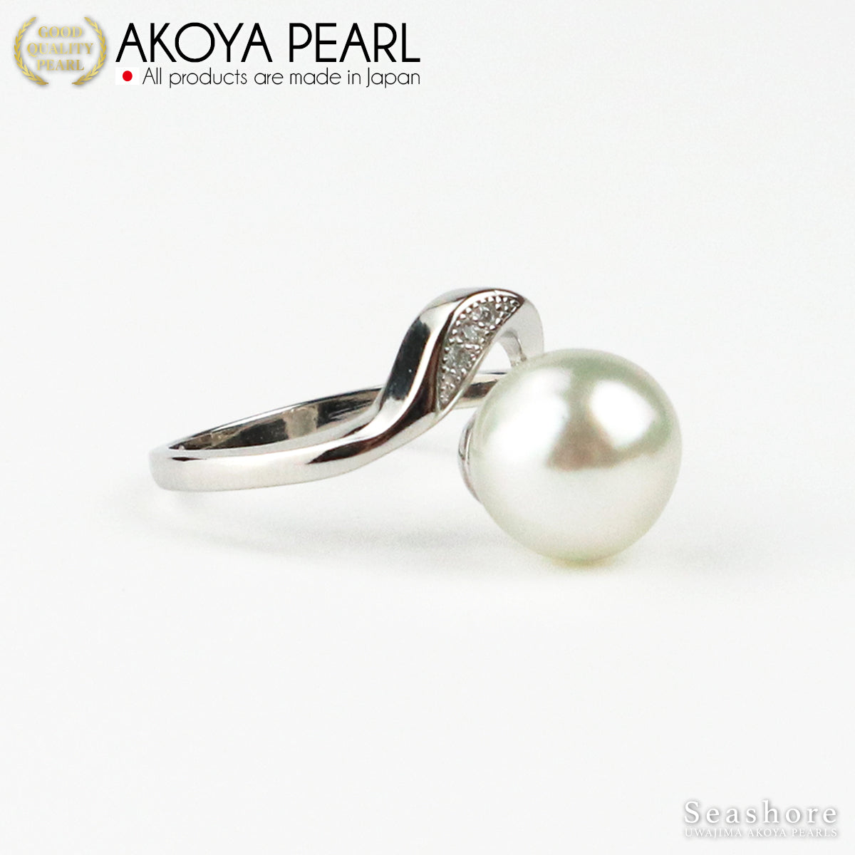 无色天然白色均码戒指 Akoya 珍珠半巴洛克 [8.0 毫米以上] SV925 民间戒指 原产地证书卡 含戒指盒 (4043)