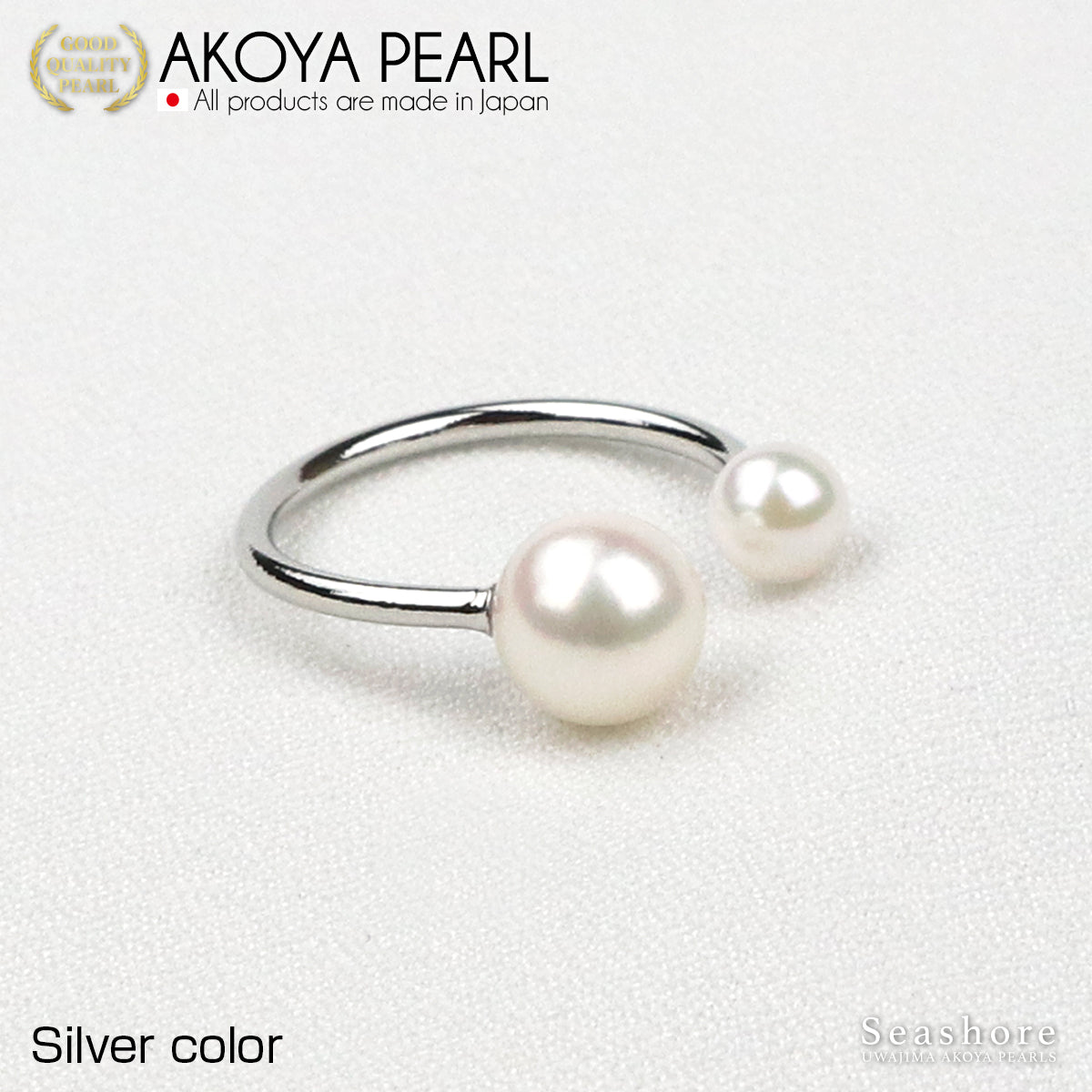2 珠珍珠戒指 3 色黄铜铑/粉红金/金色 5.0-8.5 毫米 Akoya 珍珠民间戒指均码