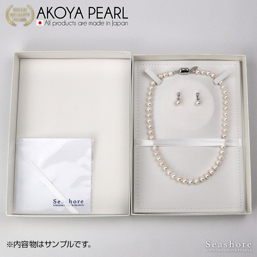 [Specially Selected Material: Florence Pearl] Akoya Pearl Formal Necklace Set of 2 [8.0-8.5mm] Earrings/Earrings White Roll Thickness 0.5mm or More Certificate of Authenticity Storage Case Included