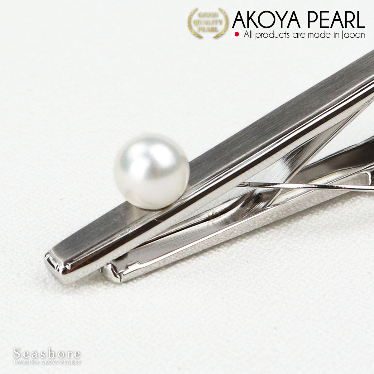 珍珠领带别针 领带夹 SV925 白色/灰色 6.0-7.0 毫米 Akoya Pearl 男式储物灰色 含盒