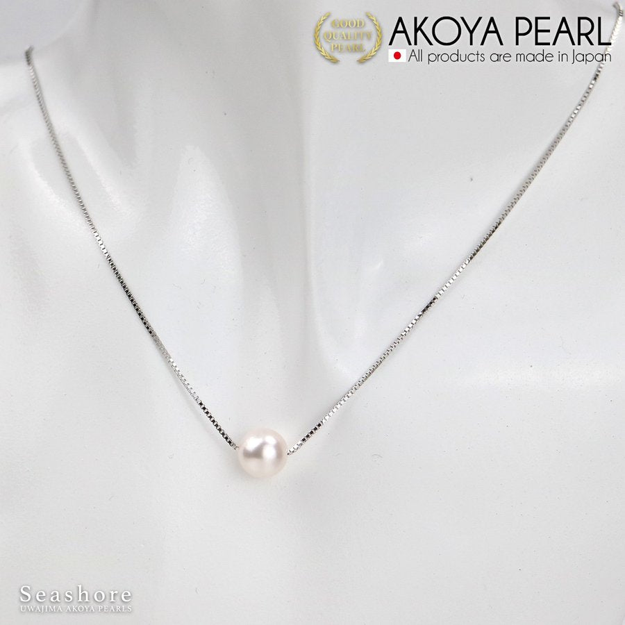 花珠珍珠单通项链 [8.0-8.5 毫米] SV925 威尼斯链 Akoya 珍珠附灰色收纳盒和真品卡 (3823)