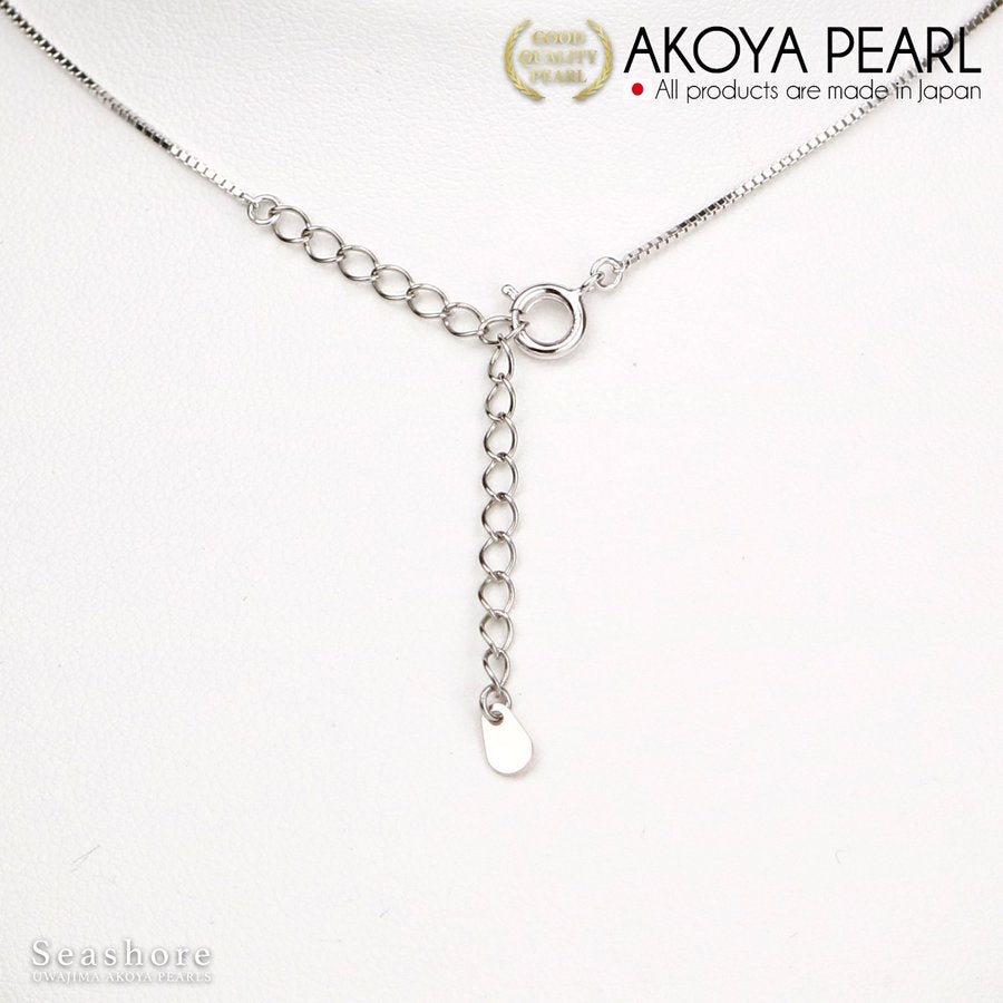 Hanadama Pearl Single Through Necklace [8.0-9.0mm] SV925 Venetian Chain Akoya Pearl Comes with Gray Storage Case and Authenticity Card (3823)